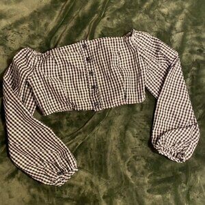 Checkered Off the Shoulder Top